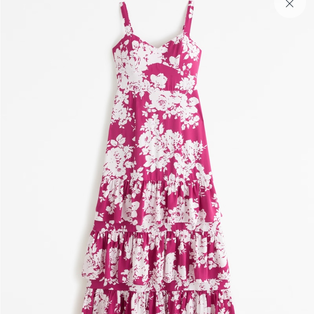 NWT Abercrombie drama ruffled tiered dress L